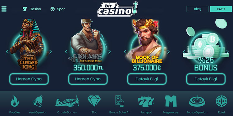 BirCasino'da Ücretsiz Demo Casino Oyunları Oyna! BirCasino'da risk almadan casino oyunlarının keyfini çıkarın! En popüler slotlar, masa oyunları ve daha fazlasını demo modunda oynayarak deneyimleyin. Gerçek parayla oynamadan önce becerilerinizi geliştirin ve eğlenceye dalın.