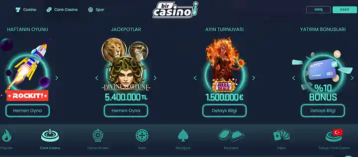 Anında Eğlence: BirCasino'da Oyna - En İyi Slotlar ve Casino Oyunları! BirCasino'da eğlencenin tadını çıkarın! En sevilen slot makineleri, canlı casino masaları ve heyecan verici jackpot oyunları ile kazanma şansını yakalayın. Güvenli ve eğlenceli bir oyun deneyimi için hemen katılın!